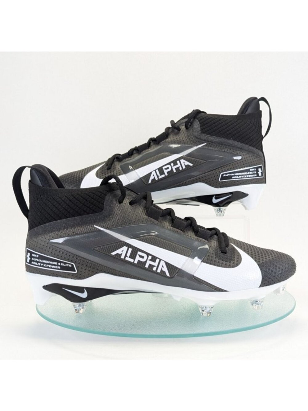 Nike Alpha Football Cleats Mens 11.5 Black White Molded Spikes Shoes HF4550-001